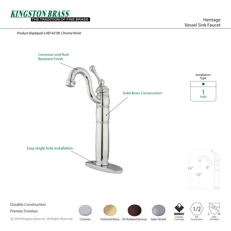 Kingston Brass Heritage Vessel Sink Faucet Bathroom Faucet & Reviews